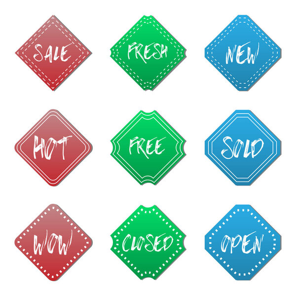 sale promotion several line stitch sticker badge label set