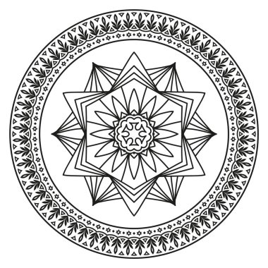Güzel siyah ve beyaz mandala