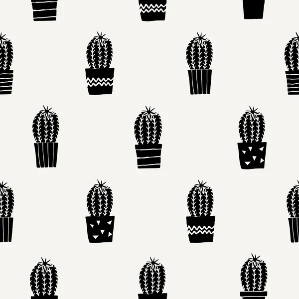 Hand Drawn Cactus Pattern — Stock Vector