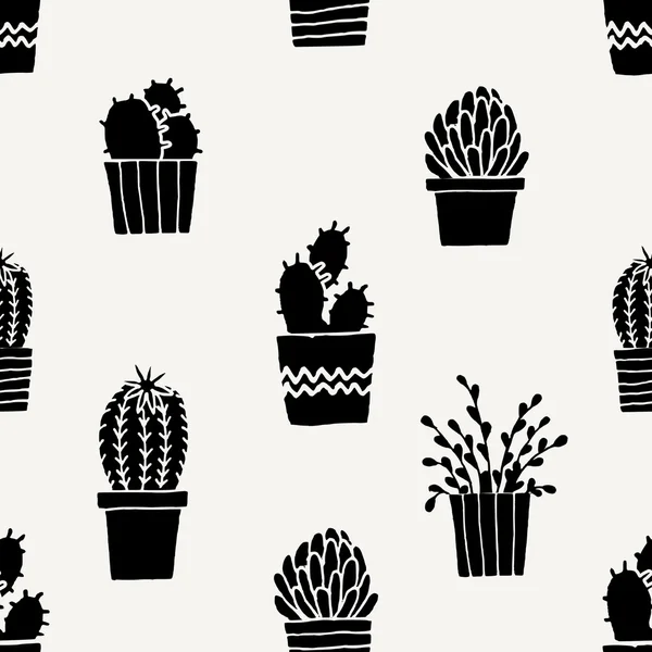 Hand Drawn Cactus Pattern — Stock Vector