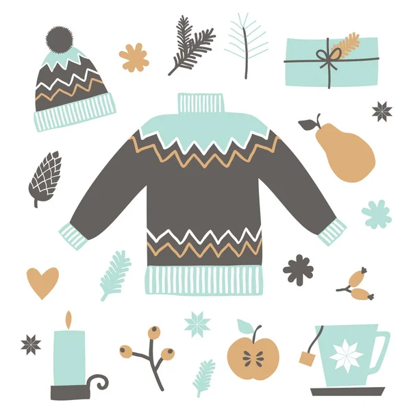 Elementos de diseño de invierno conjunto — Vector de stock