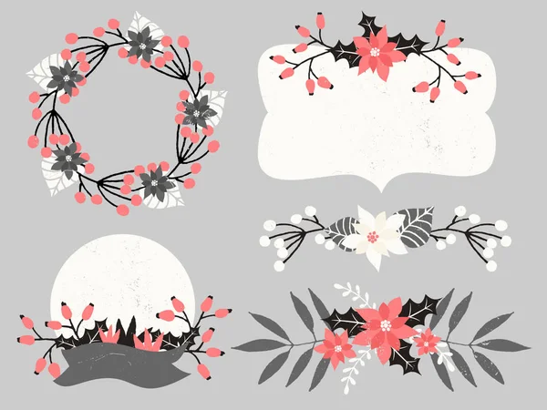 Christmas Floral Elements set — Stock Vector