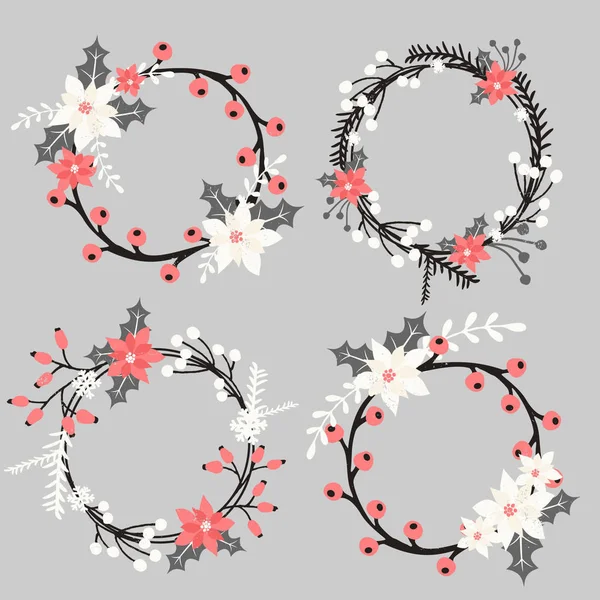 Christmas Floral Elements set — Stock Vector