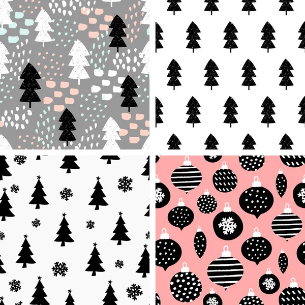 Ensemble de motifs sans couture de Noël — Image vectorielle