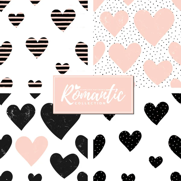 Romantic Seamless Patterns Set — Stock Vector