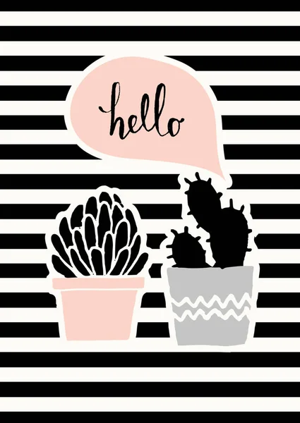 Cute Cacti Poster Design — Stock Vector