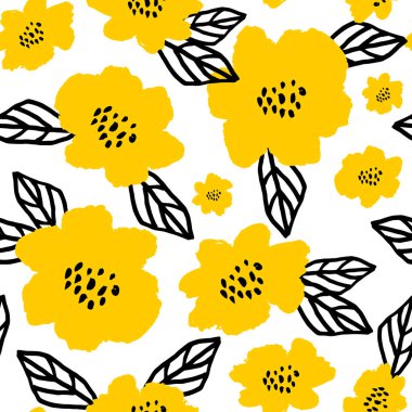 elle çizilmiş çiçek seamless modeli