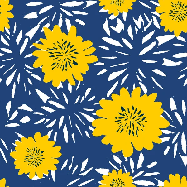 Hand Drawn Flowers Seamless Pattern — Stock Vector