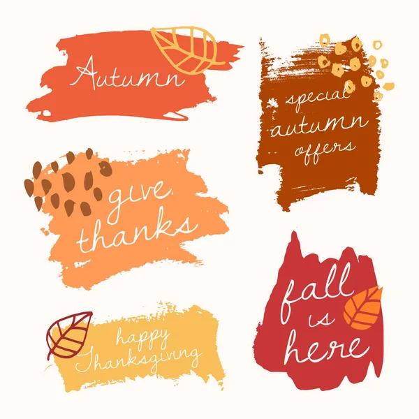 Autumn Brush Stroke Banners — Stock Vector