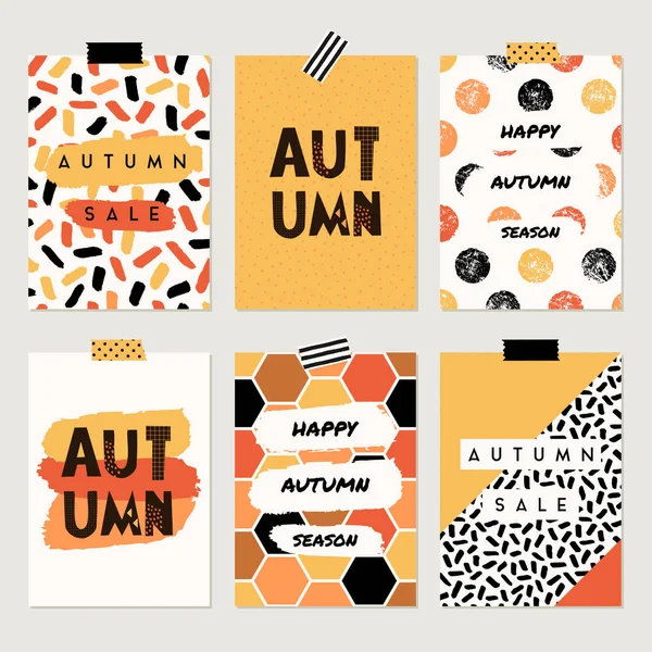 Conjunto de plantillas de tarjetas de felicitación de otoño Ilustración de stock