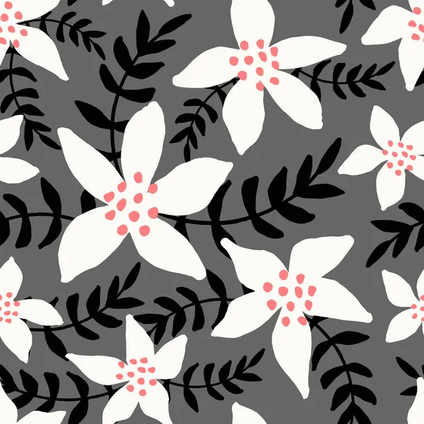 Seamless pattern with poinsettias — Stock Vector