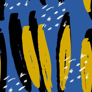 vektör çizim tasarım mavi, siyah, hardal yelloow el çekilmiş sorunsuz soyut desen ve beyaz. Modern Tekstil, tebrik kartı, poster, kağıt tasarımlar kaydırma.