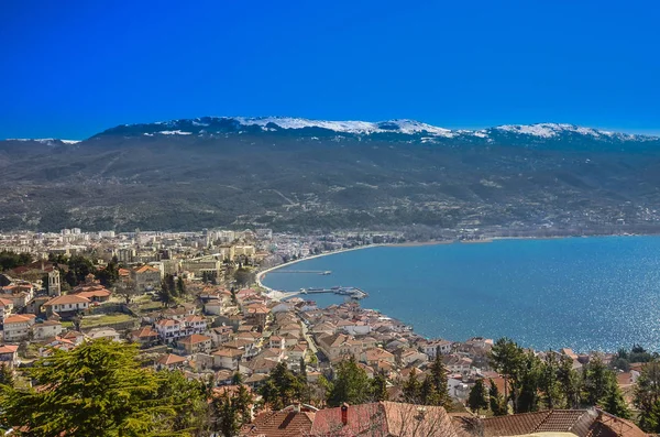 Ohrid with Ohrid Lake, Macedonia - Panorama — Stock Photo, Image