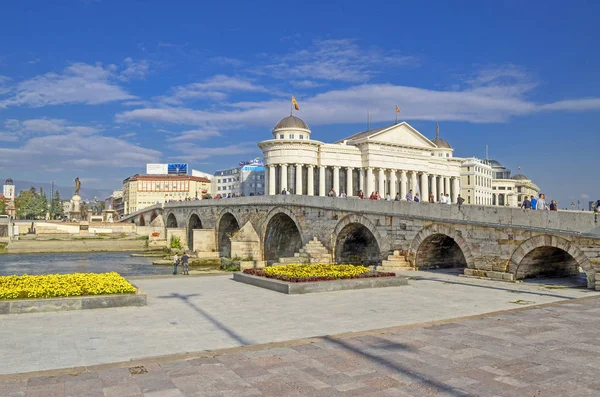 Skopje, Makedonie - kamenný most — Stock fotografie