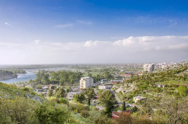 Shkodra Shkodr Albania Vista Desde Castillo Rozafa — Foto de Stock