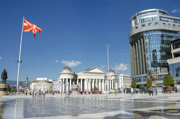 Skopje Makedonie Fontána Centru Města — Stock fotografie