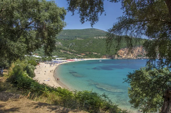 Lichnos ビーチ - イオニア海 - パルガ、プレヴェザ、イピロス、ギリシャ — ストック写真