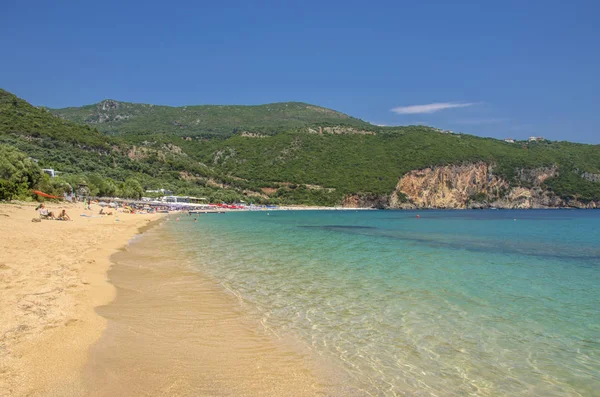 Praia de Lichnos - Mar Jónico - Parga, Preveza, Epirus, Grécia — Fotografia de Stock