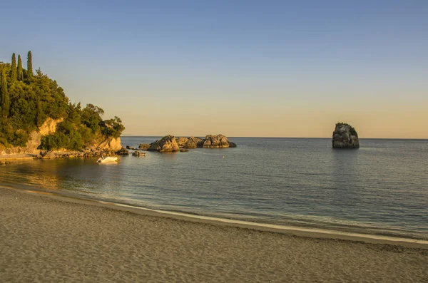 Parga Greece - sunset - city beach — Stock Photo, Image