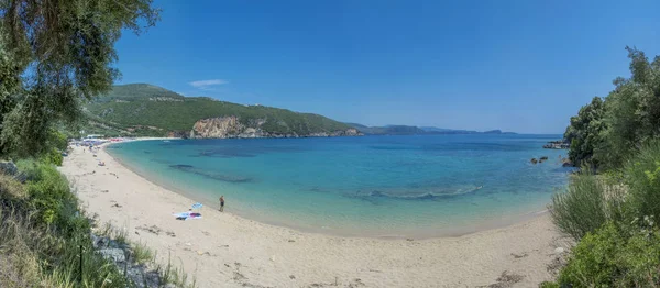 Praia Lichnos Mar Jónico Parga Preveza Epirus Grécia — Fotografia de Stock