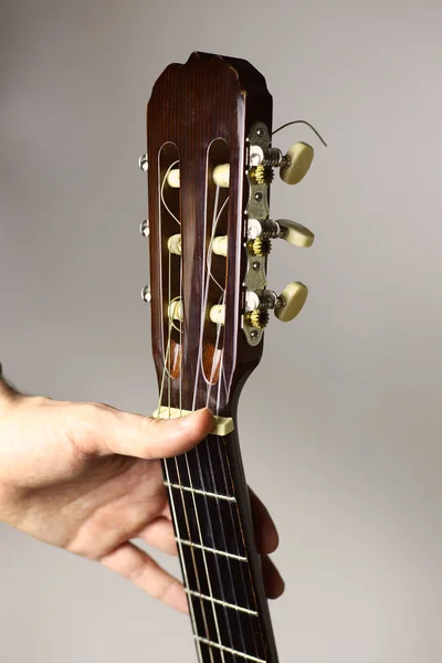 Bir adamın elinde bir gitar tutar. Klasik Gitar öğesi