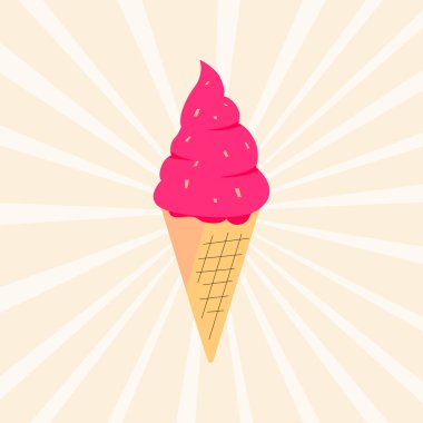 Dondurma koni vektör çizim karikatür. Doodle gıda kavramı için tasarım t-shirt baskı, poster, kart, çıkartmalar