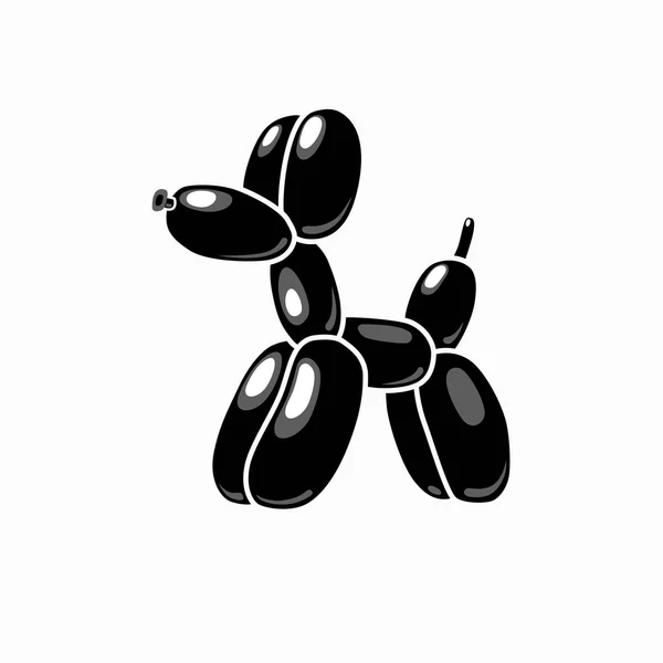 经典的气球狗 矢量插图的可爱卡通气泡动物在白色背景的黑色隔离 设计元素的标志 Shirt — 图库矢量图片