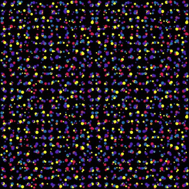 Arka plan siyah arka plan üzerine konfeti ile. Dikişsiz desen vektör. Gösterim amacıyla tasarım davetiyesi parti, tatil, düğün, doğum günü