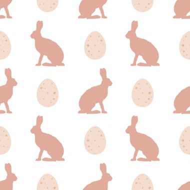 Bunny, yumurta ve vektör yıldız ile şirin Easter illüstrasyon. Tavşan ile Seamless Modeli