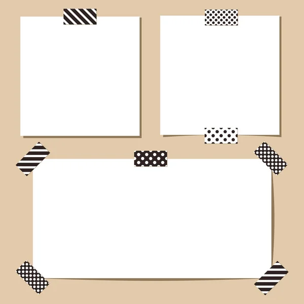 Set Verschiedener Vektor Papier Aufkleber Mit Klebeband Sammlung Von Notenpapieren — Stockvektor