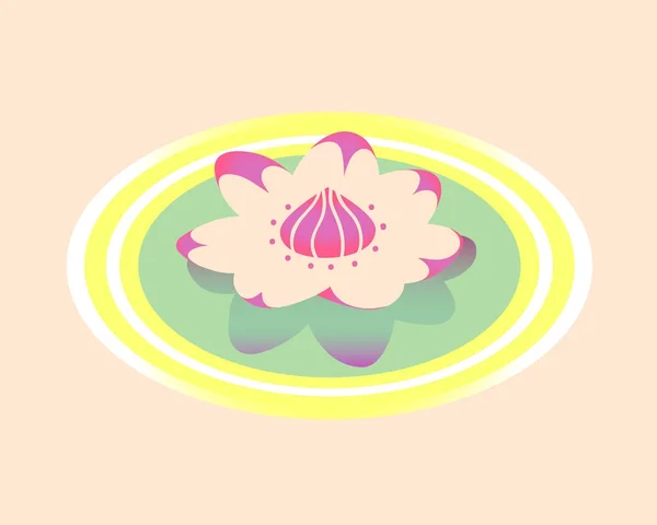 插图与美丽的睡莲花在矢量 可爱的自然粉彩海报与莲花 — 图库矢量图片