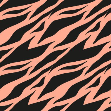 Sevimli pembe Dikişsiz desen vektör. Grunge duvar kağıdı. Soyut zebra ve kaplan doku