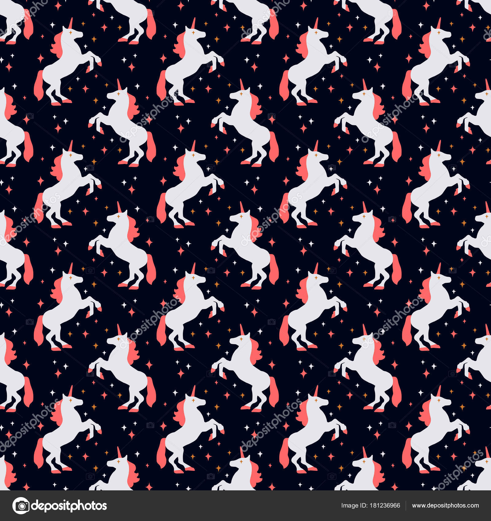 Seamless Pattern Unicorn Silhouette Vector Illustration Cute Magic