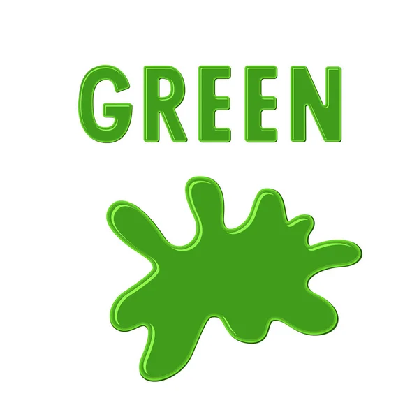Teken Groen Rode Verf Vlek Witte Achtergrond Daling Van Inkt — Stockvector