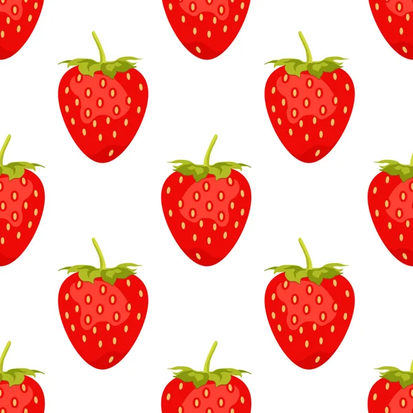 Beyaz arka plan üzerinde izole tatlı meyve. Vektör seamless modeli. İllüstrasyon kırmızı çilek ile kullanılan poster, afiş, tekstil baskı, ambalaj için