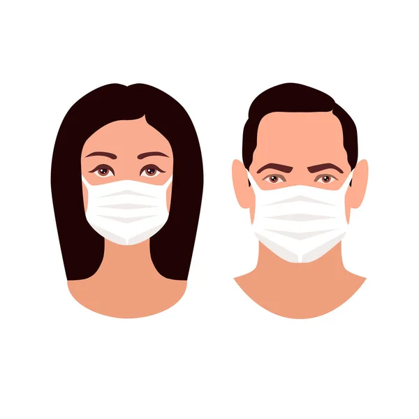 Dos Cabezas Humanas Las Máscaras Medicinales Protección Prevención Para Coronavirus Vectores De Stock Sin Royalties Gratis