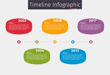 Renkli vektör zaman çizelgesi Infographic