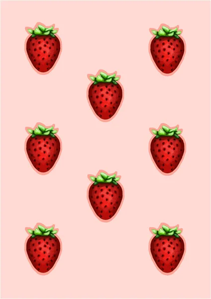 Strawberry pink background vector illustration — Stock Vector
