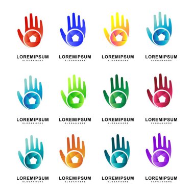 soyut daire el logosu tasarım vektör şablonu