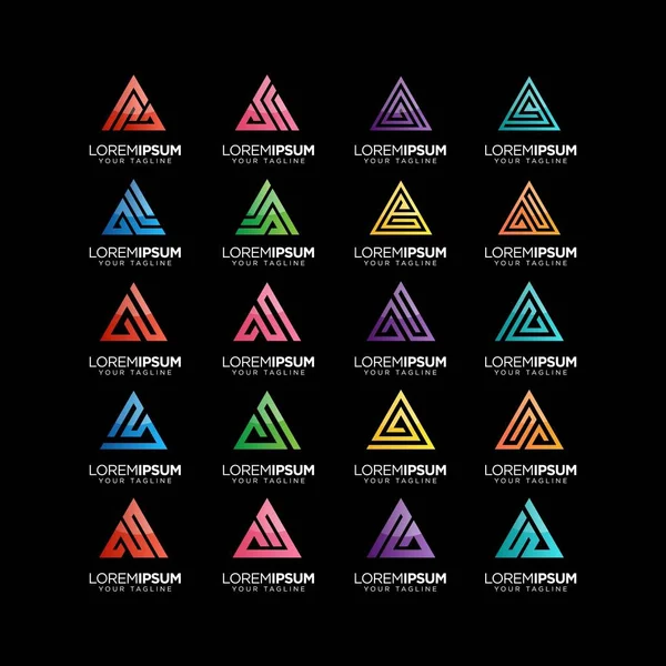 Conjunto Triângulo Letra Logotipo Logotipo Design Vetor Modelo — Vetor de Stock
