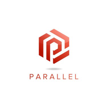 P harfi altıgen logo tasarım vektörü