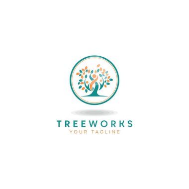 ağaç çalışma logo tasarım vektör şablonu