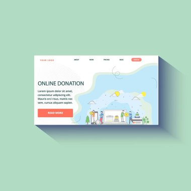 çevrimiçi bağış iniş sayfası arka planı - web sitesi logo tasarım vektörü