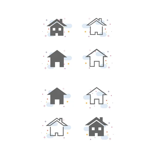 Set Icona Della Casa Logo Vettore Progettazione — Vettoriale Stock