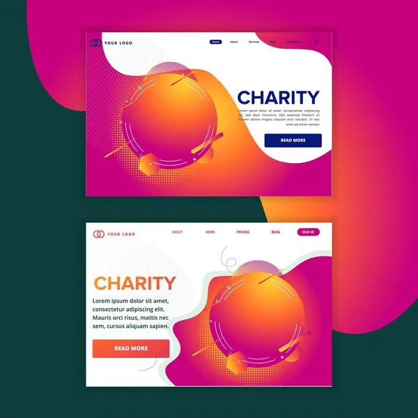 Charity Landing Page Background Website Logo Design Vector — Stock Vector