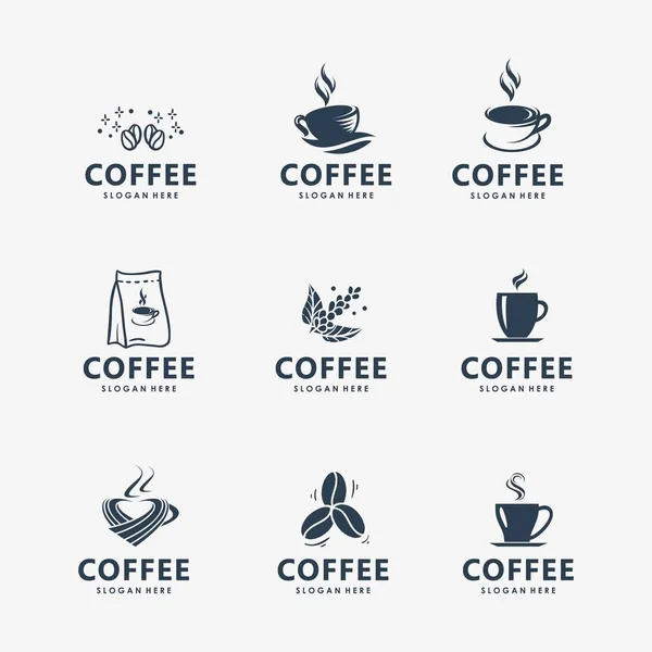 Zestaw Szablonu Wektora Projektu Logo Kawy — Wektor stockowy