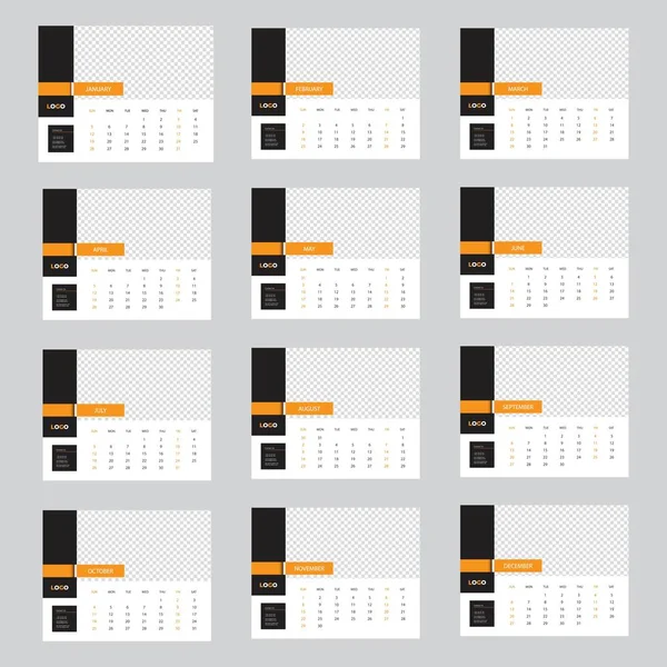 Calendário 2020 Modelo Vetor Design Logotipo — Vetor de Stock
