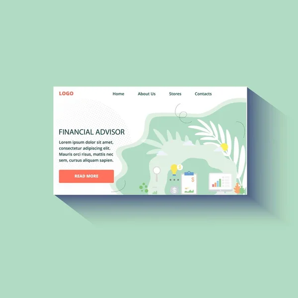 Finanzberater Landing Page Hintergrund Logo Design Vektor — Stockvektor