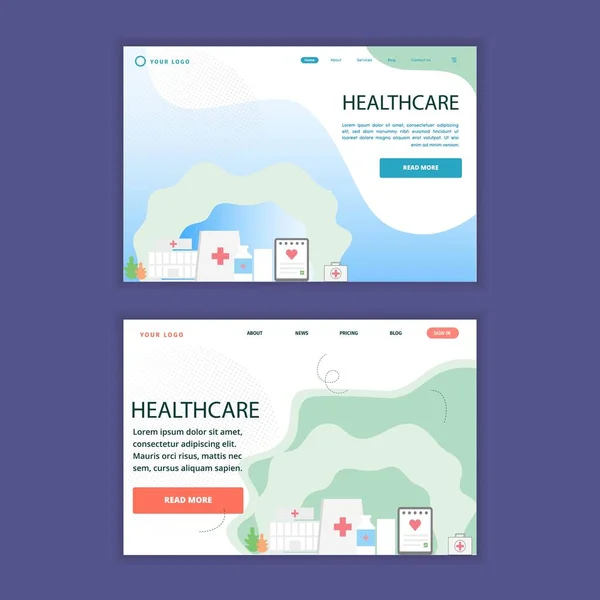 Health Care Landing Page Background Logo Design Vector — Stock Vector