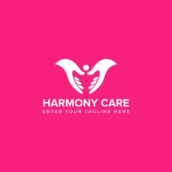 Harmonie Pflege Mit Hand Logo Design Vektor — Stockvektor